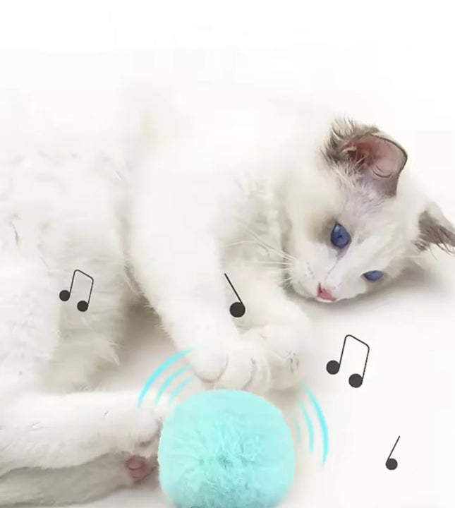 Interactive Ball Smart Cat Toys Plush Electric Catnip Training Toy Kitten Touch Sounding Pet Product Squeak Toy Ball