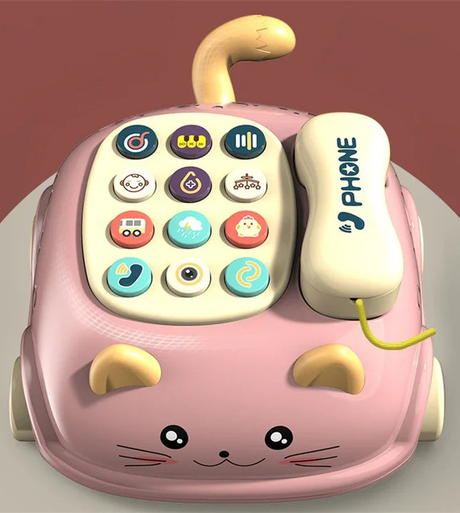 Baby 3-in-1 Musical Phone Toys Toddler Interactive Learning Toy with Lights Cat Telephone Story Early Education Montessori Gift