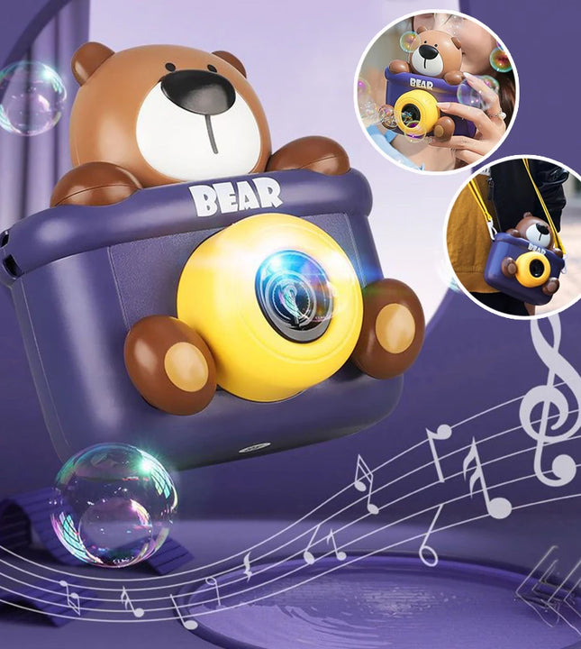 Cute Porous Electric Bear Bubble machine Kid Toy Automatic Soap Blower with Lights Music Summer Outdoor Party Games toys