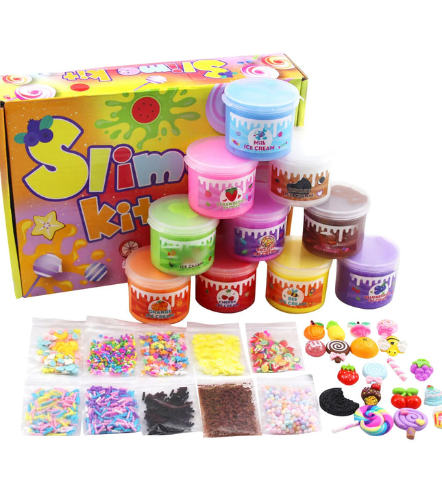 Kids Slime Kit DIY Stretchy Sensory Play Creative Craft Set Non Toxic Fun Party Favors Colorful Slime Supplies Art Toys