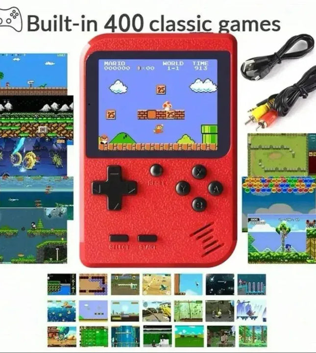 Red Retro Handheld Game Console for Kids  400 Classic Games  Rechargeable   TV-Connectable