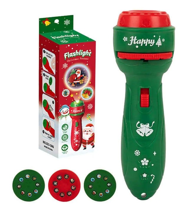 Fun Cartoon Santa Projector Flashlight Toys Kids Early Education Light Up Pattern Sleep Flashlight Baby Puzzle Christmas Gifts