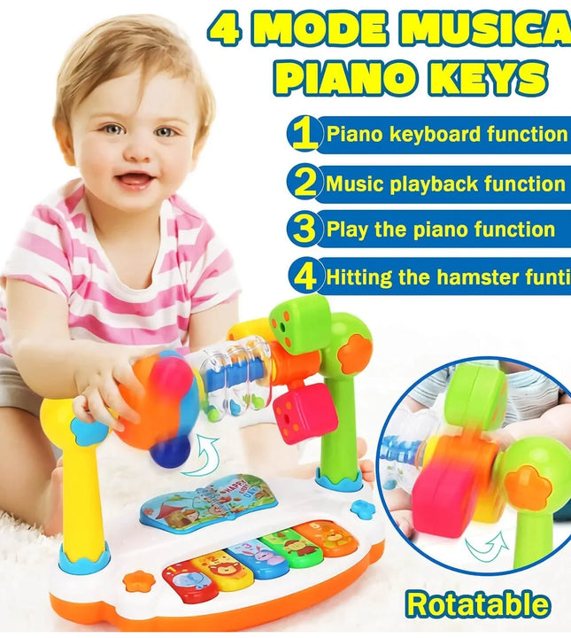 Baby Piano Toys Kids Rotating Music Piano Keyboard With Light Sound, Musical Toys For Toddlers, Early Educational Music Toy
