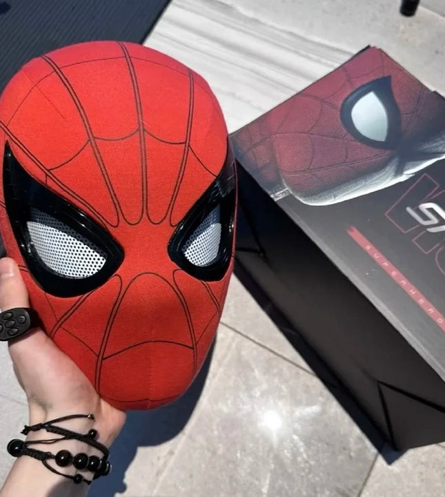 Mascara Spiderman Headgear Mask Cosplay Moving Eyes Mask Spider Man 1:1 Elastic Toys Adults Kids Gift ﻿