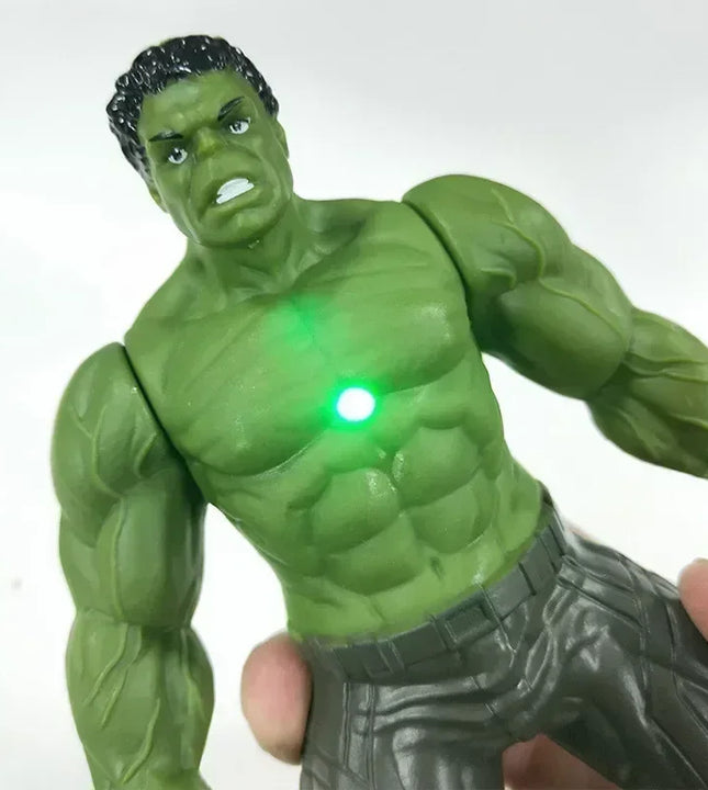 17 Cm Children Toys Marvel Anime Figures Spiderman Hulk Action Figure Iron Man Cartoon Kids Toy Christmas Gift Glow Doll Hobbies