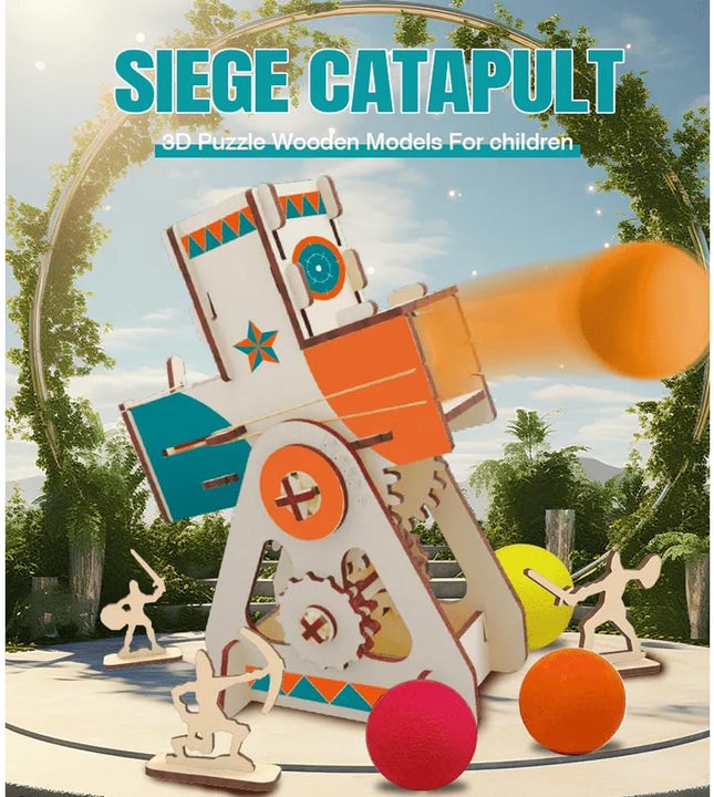 LIVEVIE Wooden Siege Catapult Kit for Kids ? STEM Learning Toy for