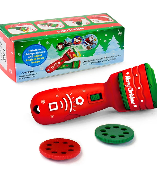 Kids Projector Flashlight Toy  Cognitive Lighting Cartoon Xmas Pattern Fun Projector Children Boy Girl Gift