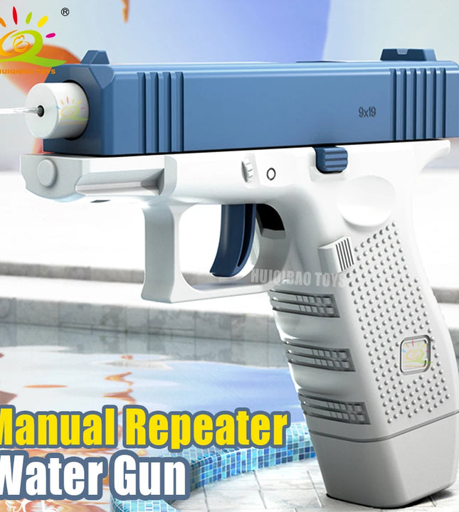 HUIQIBAO Children Manual Water Gun Portable Summer Beach Outdoor Shooting Pistol Fight Fantasy Toys for Boys Kids Game Adults