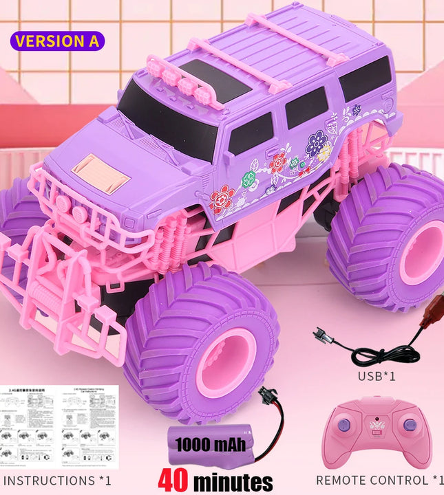 Pink RC Car Electric Drive Off-Road Big Wheel High Speed Purple 2.4G Remote Control Trucks Girls Toys for Children Christmas