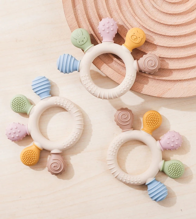 1pc Silicone Teether Baby 0 12 Months Teething Toys Teether Ring Silicone Baby Teether Toys for Toddler BPA Free Baby Toys Gifts