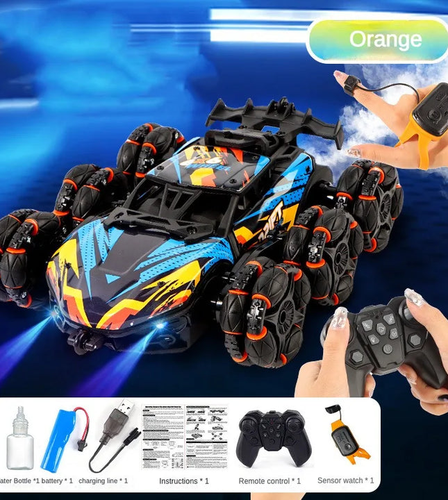 Six Wheels Dual RC Car Toy Spray Twisting Stunt Drift Car Gesture Sensing Remote Controlled Cars Toys for Children Adults