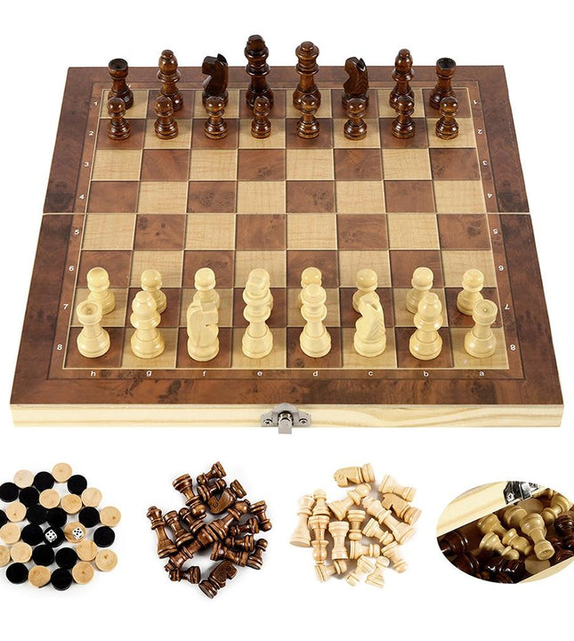 Foldable Wooden Chess Set Board Game